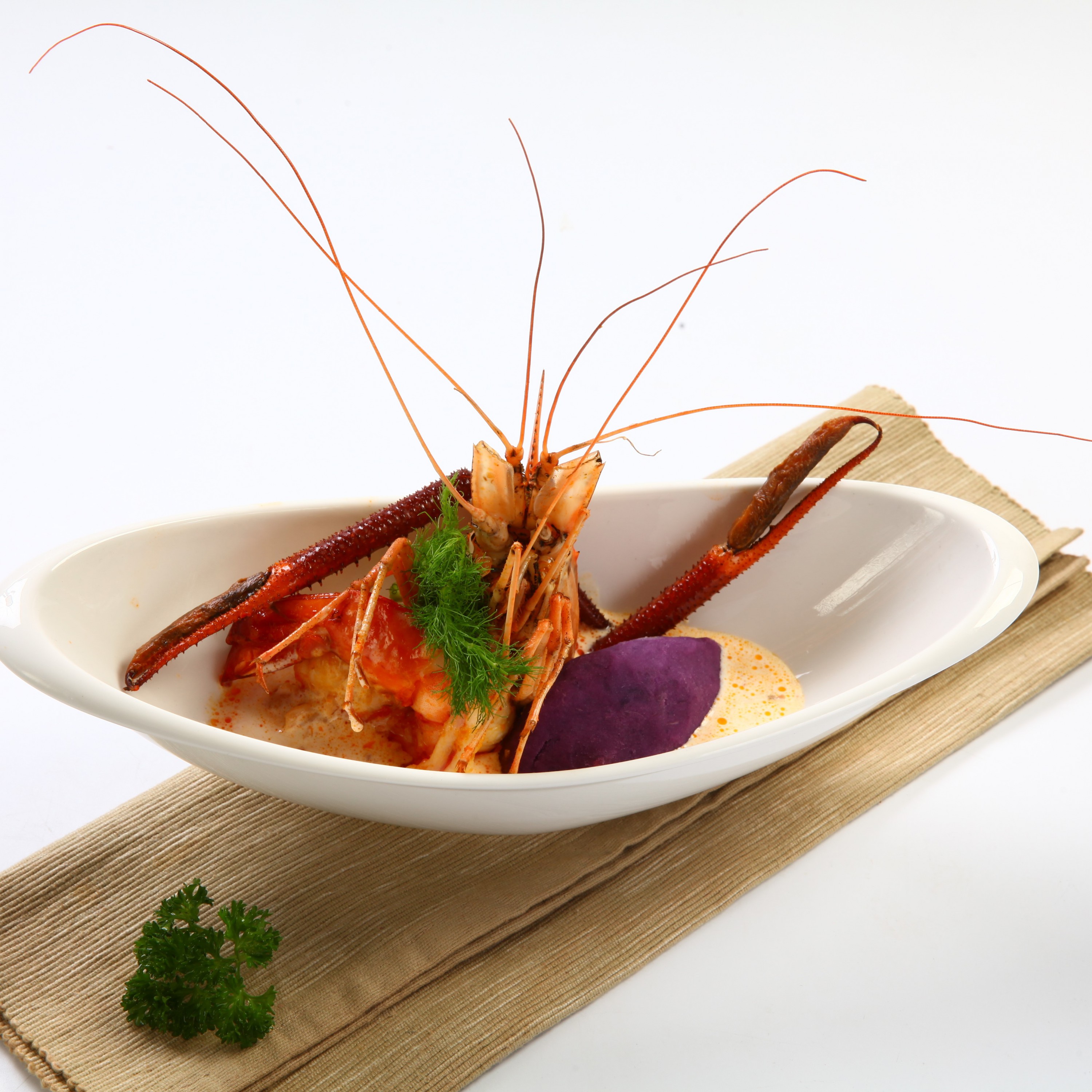 Pan Seared Shrimp with Purple Yam